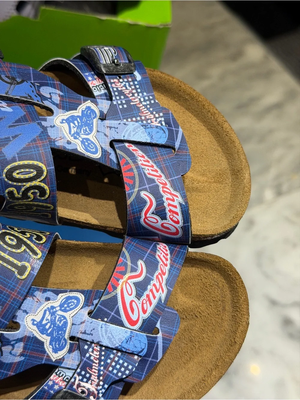 Kids Blue Graphic Adjustable Buckle Sandals